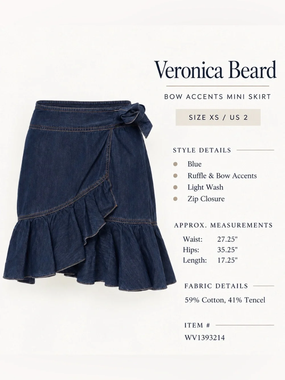 Veronica Beard Red and Navy Striped Top with Dark Blue Ruffled Mini Skirt